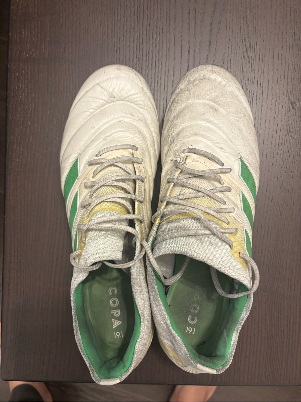 Adidas Copa 19.1 White and Green Soccer Cleats Size 13